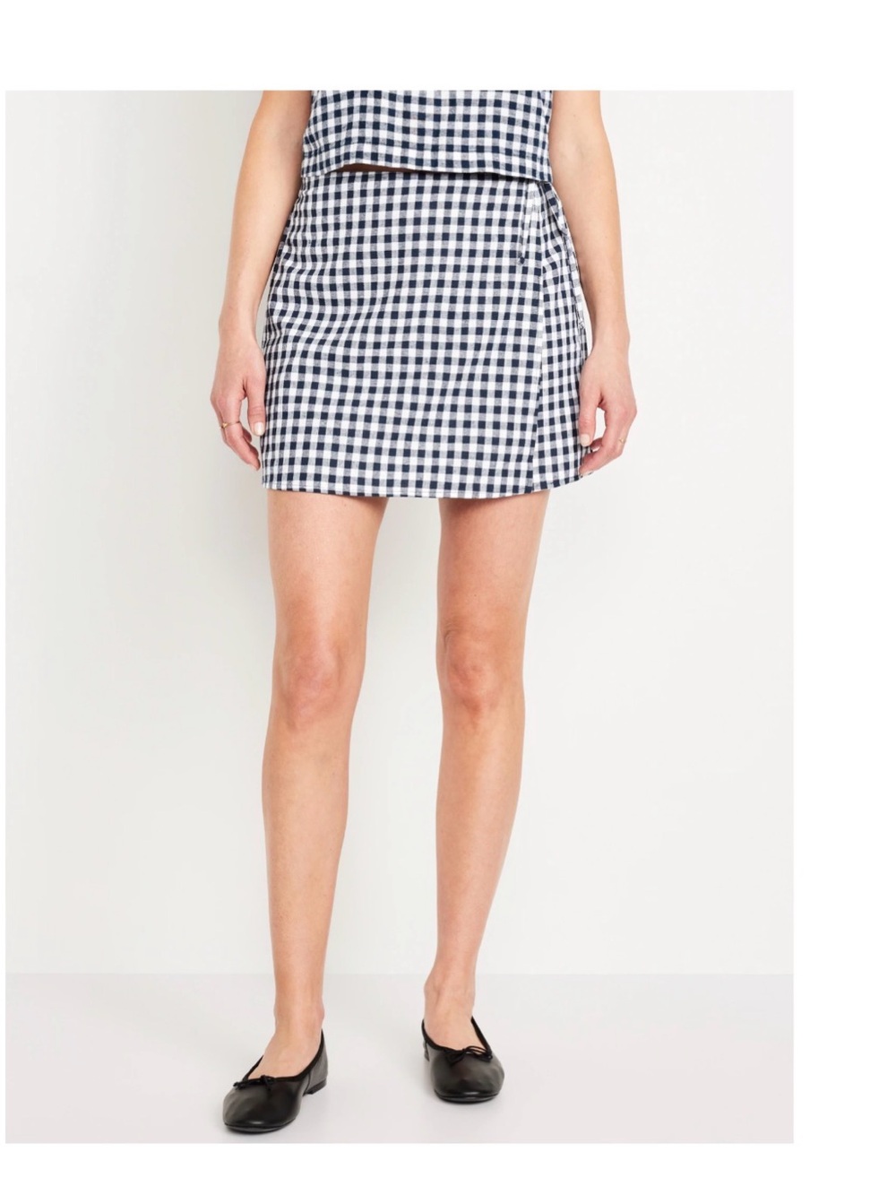 Old Navy Navy & White Gingham Mini Skirt